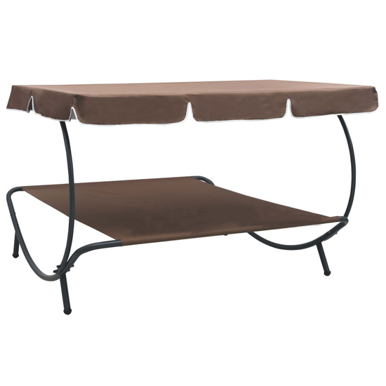 Grace Outdoor Lounge Bed With Canopy In Brown