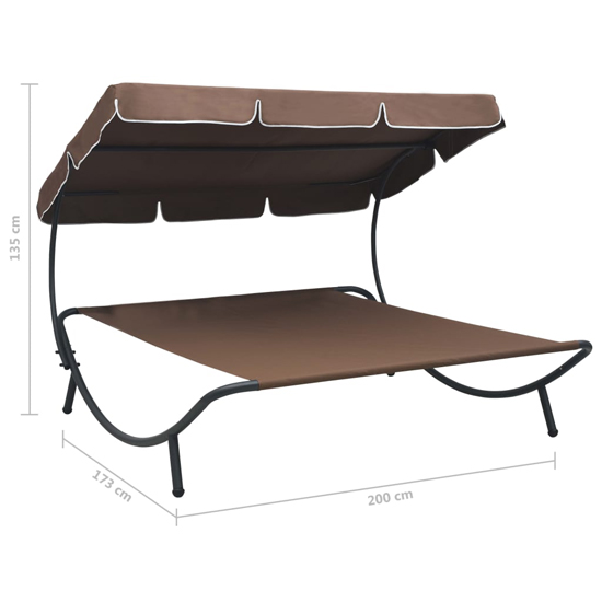 Grace Outdoor Lounge Bed With Canopy In Brown