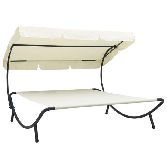 Grace Outdoor Lounge Bed With Canopy In Cream White