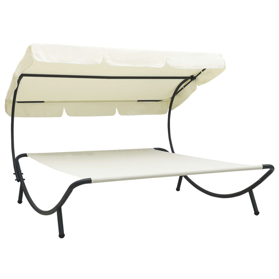 Product photograph of Grace Outdoor Lounge Bed With Canopy In Cream White from Furniture in Fashion