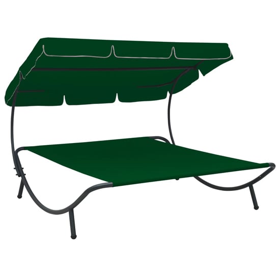 Grace Outdoor Lounge Bed With Canopy In Green