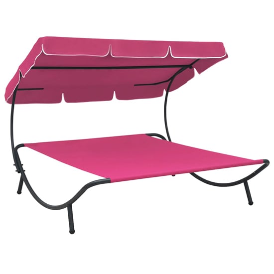 Product photograph of Grace Outdoor Lounge Bed With Canopy In Pink from Furniture in Fashion