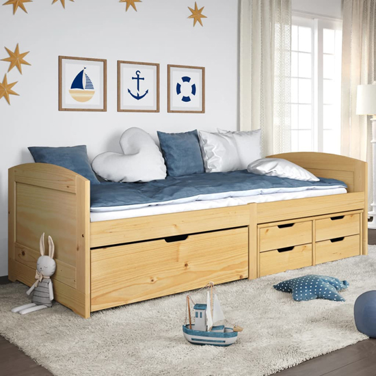 Product photograph of Grace Pinewood Day Bed With 5 Drawers In Brown from Furniture in Fashion