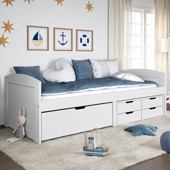 Read more about Grace pinewood day bed with 5 drawers in white