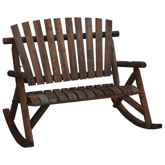 Grace Solid Wood Garden Rocking 2 Seater Bench In Dark Brown