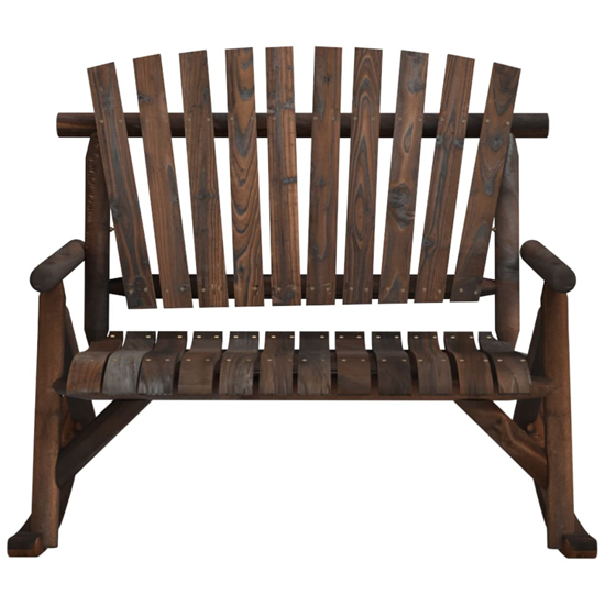 Grace Solid Wood Garden Rocking 2 Seater Bench In Dark Brown