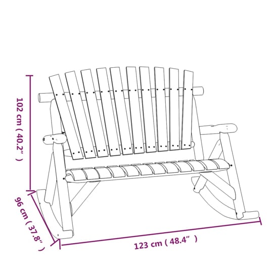 Grace Solid Wood Garden Rocking 2 Seater Bench In Dark Brown