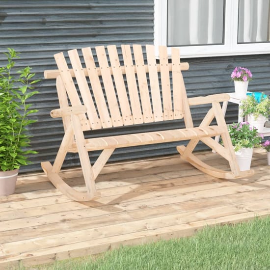 Read more about Grace solid wood garden rocking 2 seater bench in light brown