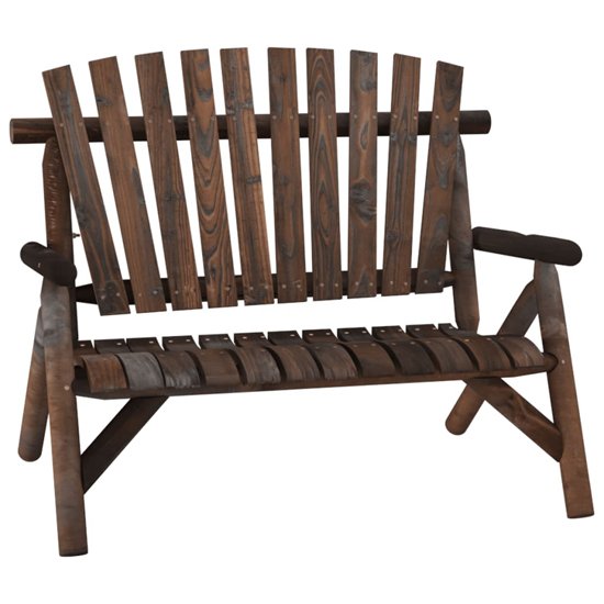Grace Solid Wood Spruce Garden 2 Seater Bench In Dark Brown
