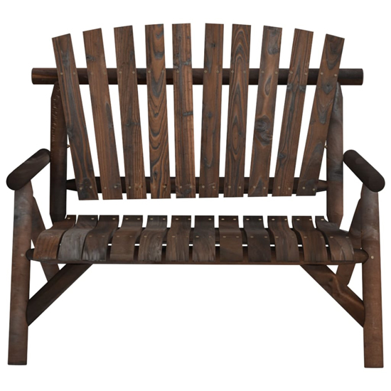 Grace Solid Wood Spruce Garden 2 Seater Bench In Dark Brown