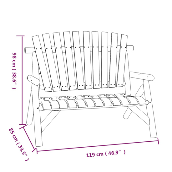 Grace Solid Wood Spruce Garden 2 Seater Bench In Dark Brown