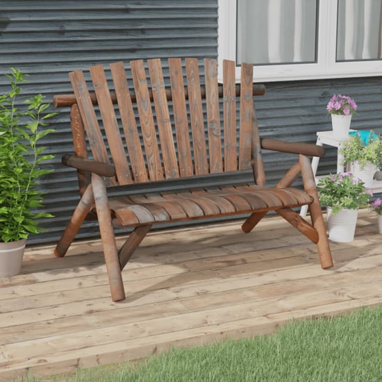 Grace Solid Wood Spruce Garden 2 Seater Bench In Dark Brown