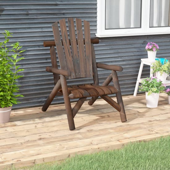 Product photograph of Grace Solid Wood Spruce Garden Armchair In Dark Brown from Furniture in Fashion