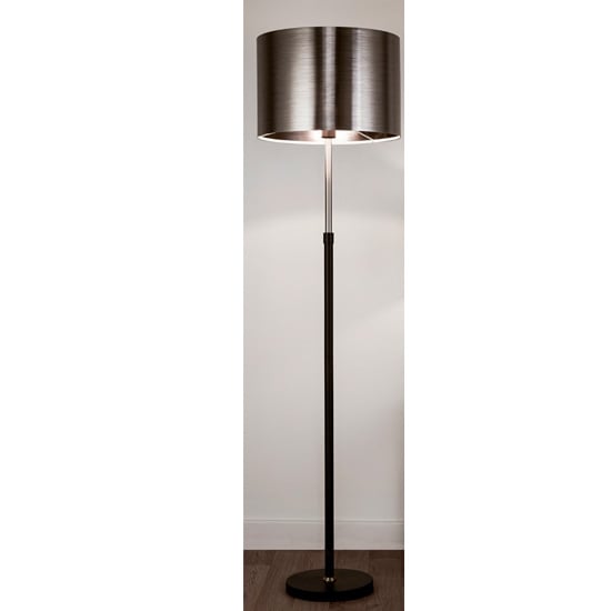 Grafias Chrome Shade Floor Lamp With Brushed Black