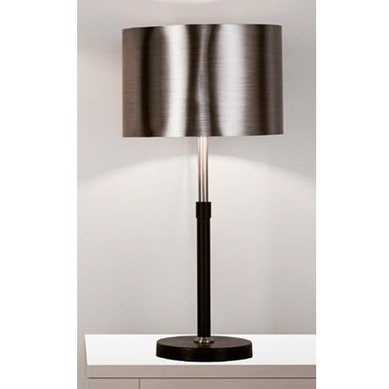 Product photograph of Grafias Chrome Shade Table Lamp With Brushed Black from Furniture in Fashion
