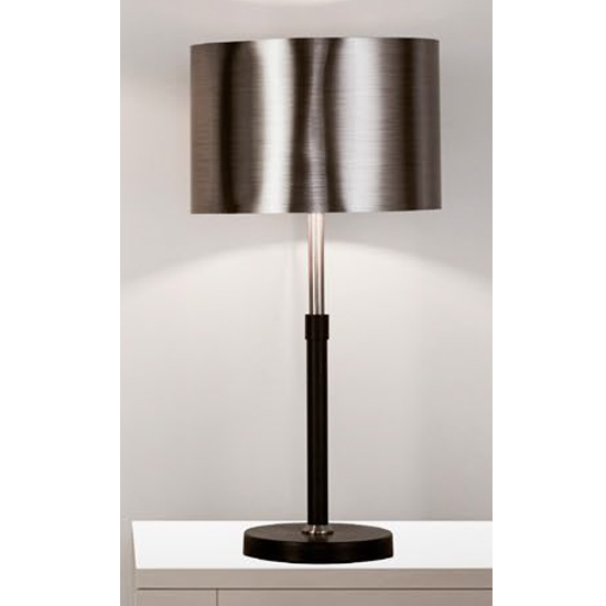 Grafias Chrome Shade Table Lamp With Brushed Black