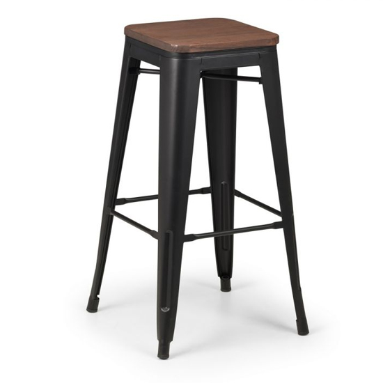 Product photograph of Gael Backless Bar Stool In Mocha Elm With Satin Black Legs from Furniture in Fashion