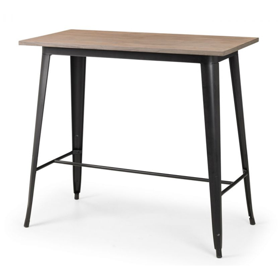 Gael Bar Table In Mocha Elm With 2 Lakia Blue Bar Stool
