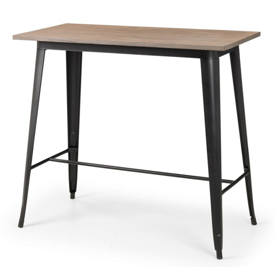 Gael Bar Table In Mocha Elm With 2 Lakia Grey Bar Stool