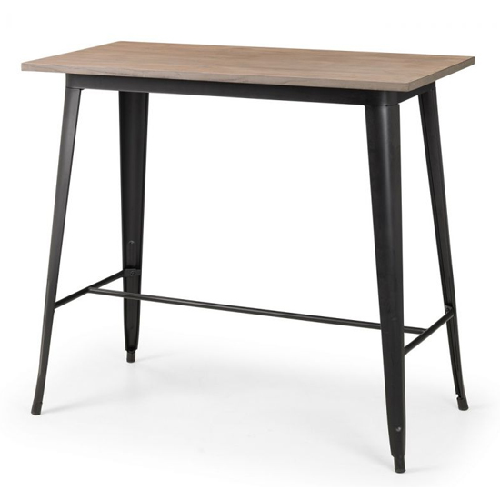 Gael Bar Table In Mocha Elm With 4 Lakia Blue Bar Stool