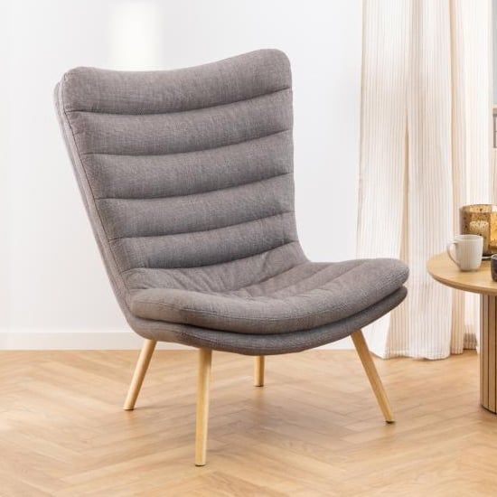 Grafton Fabric Lounge Chair In Light Grey Brown