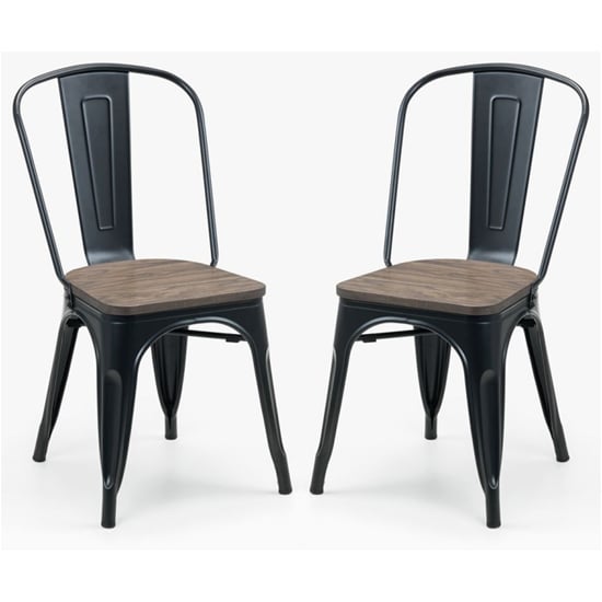 Read more about Gael mocha elm wooden dining chairs with metal frame in pair