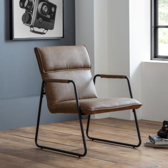 Product photograph of Gael Faux Leather Bedroom Chair In Brown from Furniture in Fashion