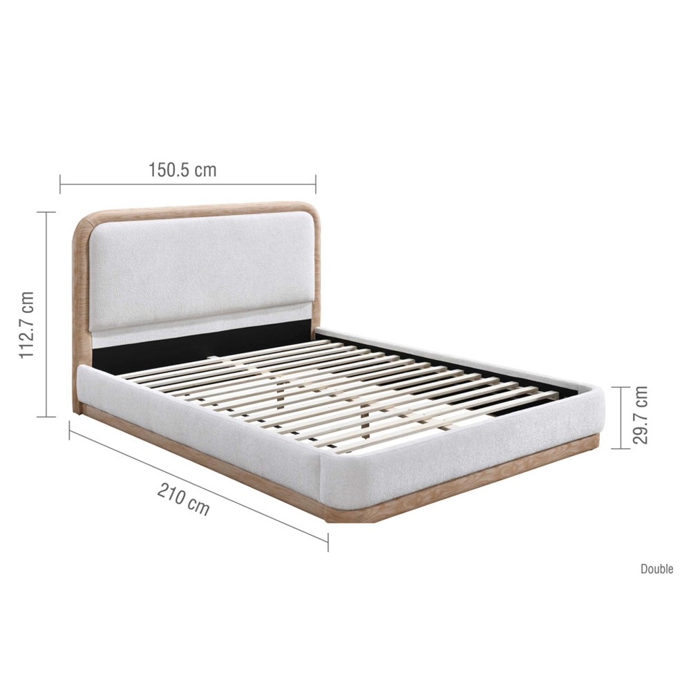 Granada Fabric Double Bed in White