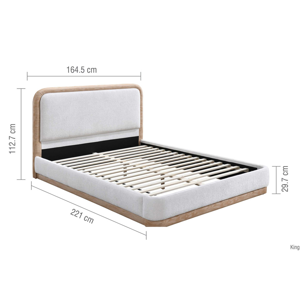 Granada Fabric King Size Bed in White