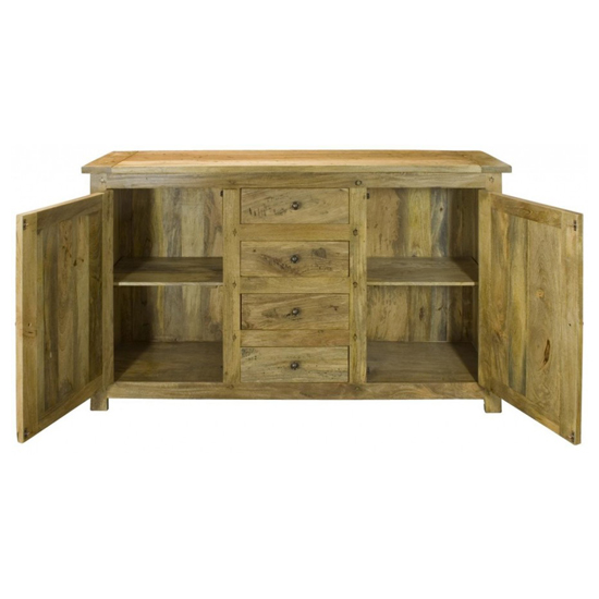 Granary Wooden Sideboard In Oak Ish With 2 Doors And 4 Drawers_2