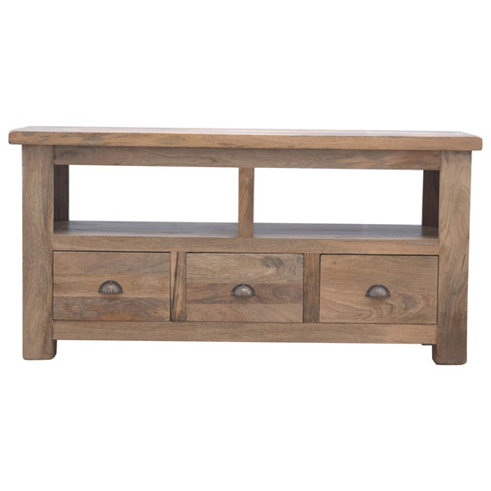 Granary Wooden TV Stand In Oak Ish With 3 Drawers_2