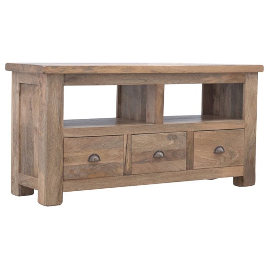Granary Wooden TV Stand In Oak Ish With 3 Drawers_1