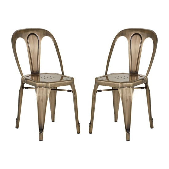 Read more about Dschubba brass metal dining chairs in a pair