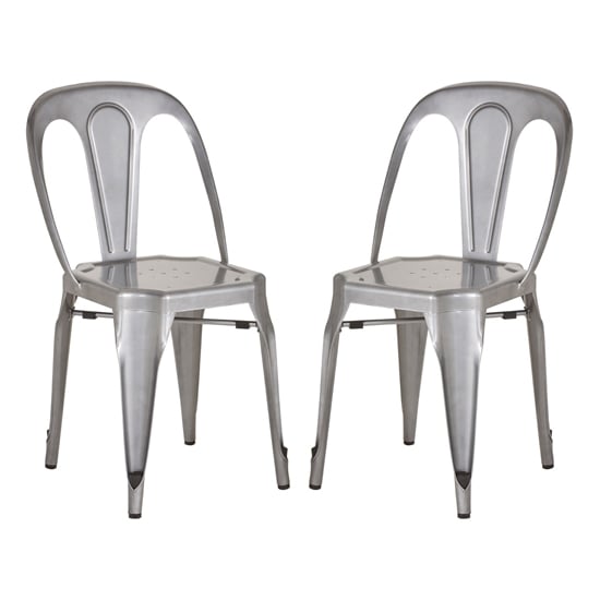 Dschubba Grey Metal Dining Chairs In A Pair