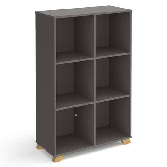 Grange Low Wooden Shelving Unit In Onyx Grey And 2 Shelves FiF