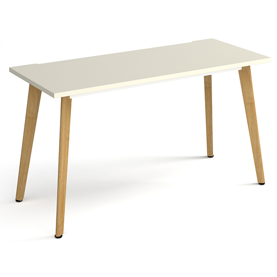 Grange Large Wooden Laptop Desk In White With Oak Legs FiF