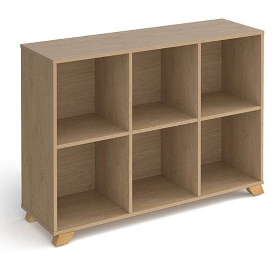 Grange Low Wooden Shelving Unit In Kendal Oak And 6 Shelves FiF