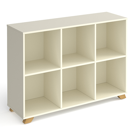Grange Low Wooden Shelving Unit In White And 6 Shelves
