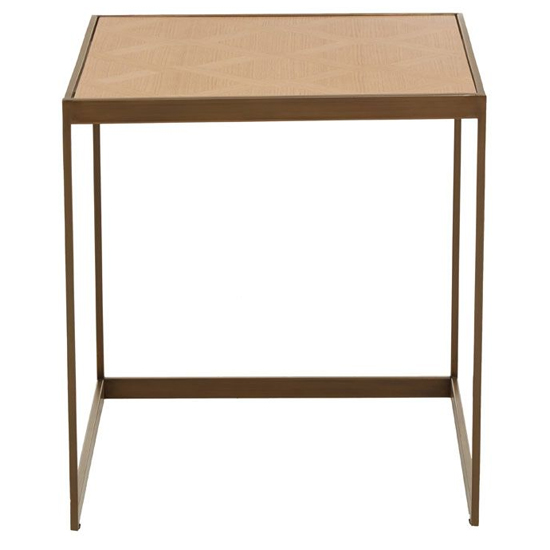 Granule Large Wooden End Table With Brass Metal Frame In Oak