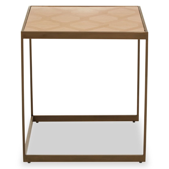 Granule Large Wooden End Table With Brass Metal Frame In Oak