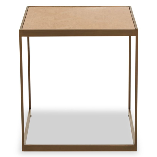 Granule Large Wooden End Table With Brass Metal Frame In Oak