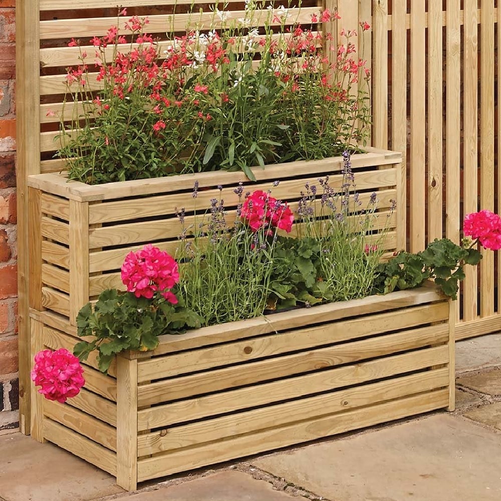 Grato Wooden Garden Tier Planter In Natural