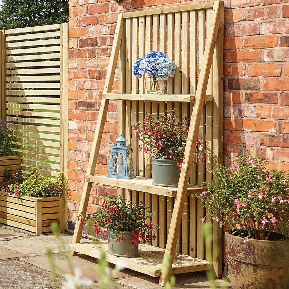 Grato Wooden Garden Vertical Plant Stand In Natural