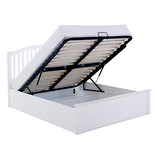 Grayson Wooden Ottoman Storage Double Bed In White Furniture in Fashion