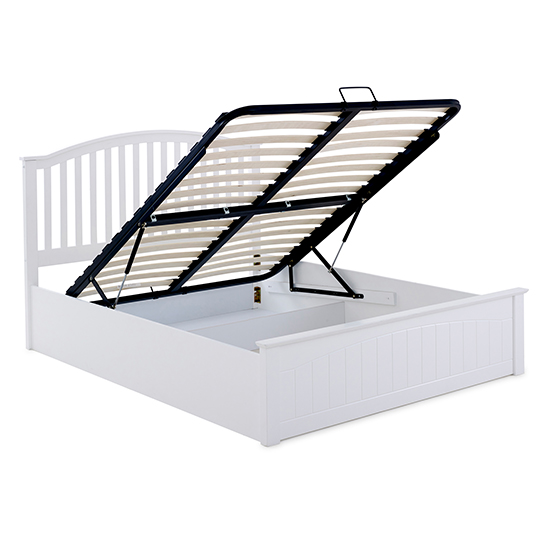 Grayson Wooden Ottoman Storage Double Bed In White