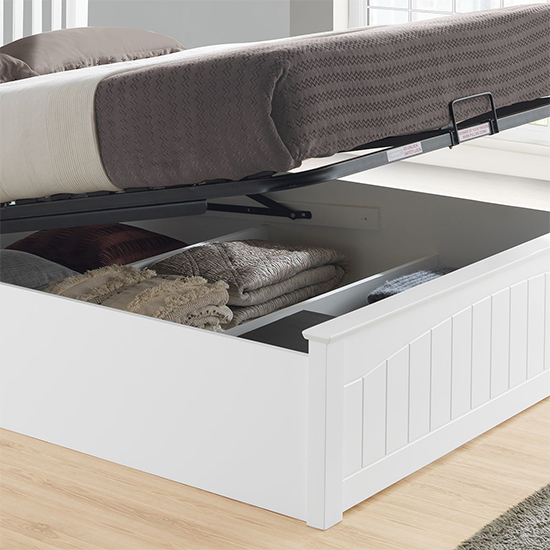 Grayson Wooden Ottoman Storage Double Bed In White