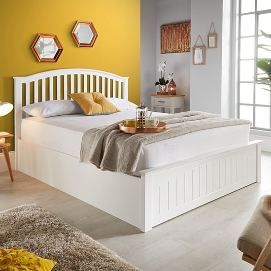 Read more about Grayson wooden ottoman storage small double bed in white