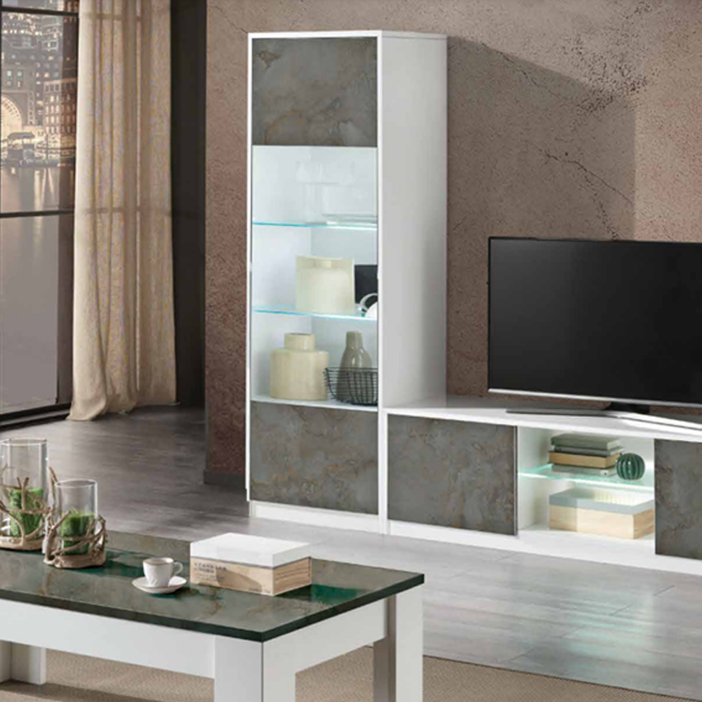 Graz Living Room Set With Coffee Table In White Oxide And LED