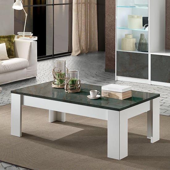 Graz Living Room Set With Coffee Table In White Oxide And LED
