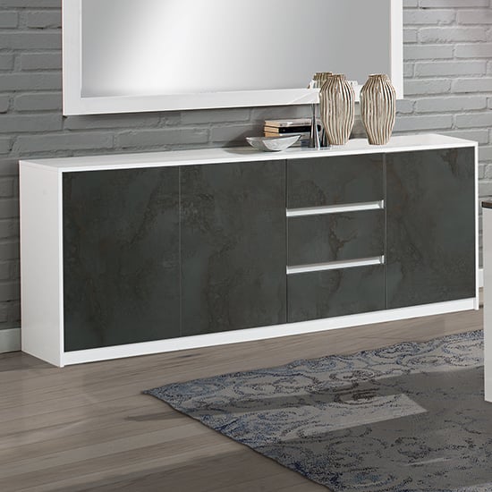 Product photograph of Graz Sideboard With 3 Doors 3 Drawers In Matt White And Oxide from Furniture in Fashion